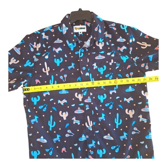 Tipsy Elves Men's Midnight Fiesta Hawaiian Shirt Black with Turquoise size M - Picture 4 of 6